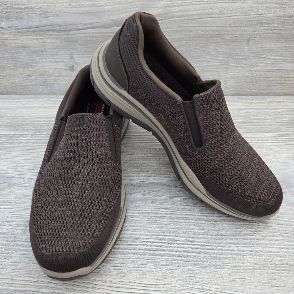 Skechers Relaxed Fit Slip On Olive Brown Air Cooled Memory Foam Mens 9.5